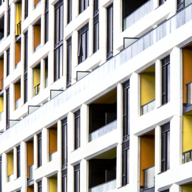 Detail view of precast concrete, highlighting the subtle angles and pieces of the concrete / Marine de Carbonnieres