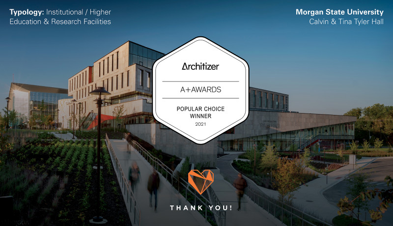 Morgan State University’s Tyler Hall Wins Popular Choice Award at the 2021 Architizer A+Awards!